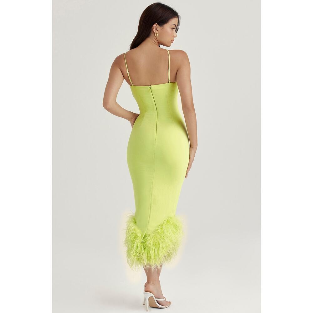 House of CB Alessia Lime Midi Dress Women Size XS - Picture 2 of 8